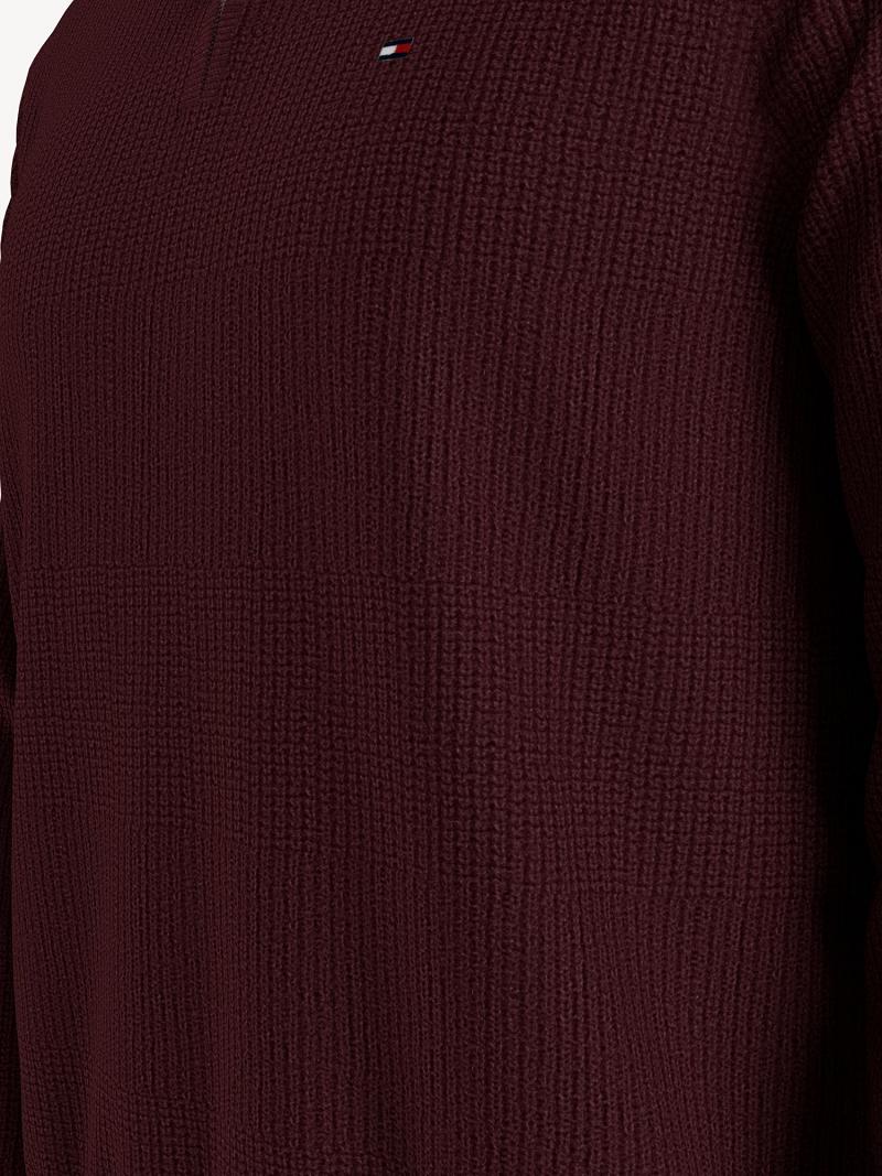 Férfi Tommy Hilfiger Essential solid quarter-zip Pulóverek Bordó | HU 946EBC